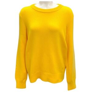 TORY BURCH YELLOW SEQUINED CASHMERE KNIT PULLOVER SWEATER